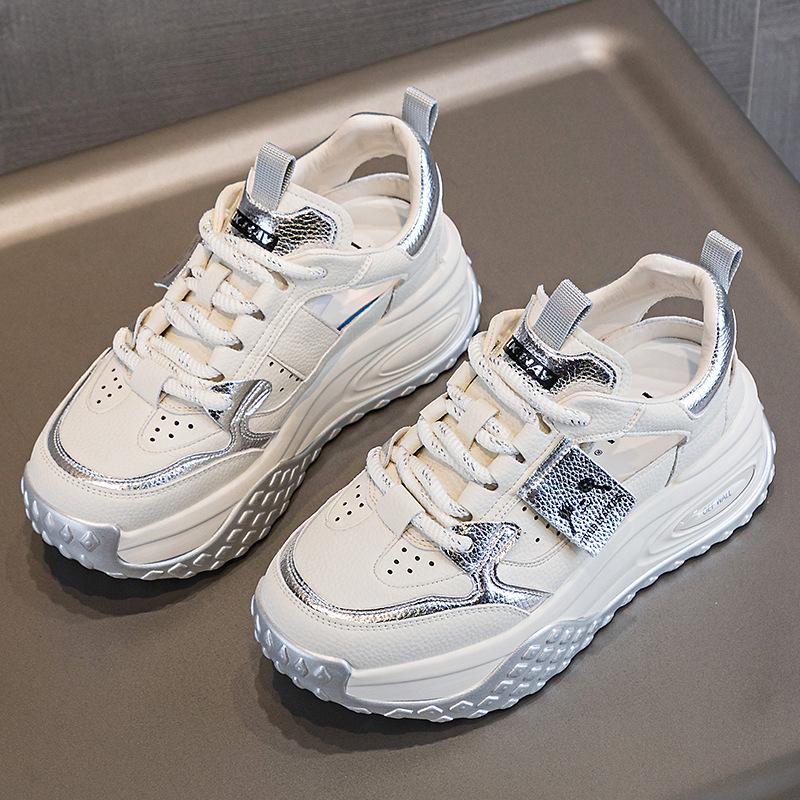 

Женская обувь на открытом воздухе, классная обувь на платформе, клиновидная, открытая, новая, дышащая, для увеличения платформы, повседневная обувь на плоской подошве, спортивная обувь, женская обувь 39 серебряный