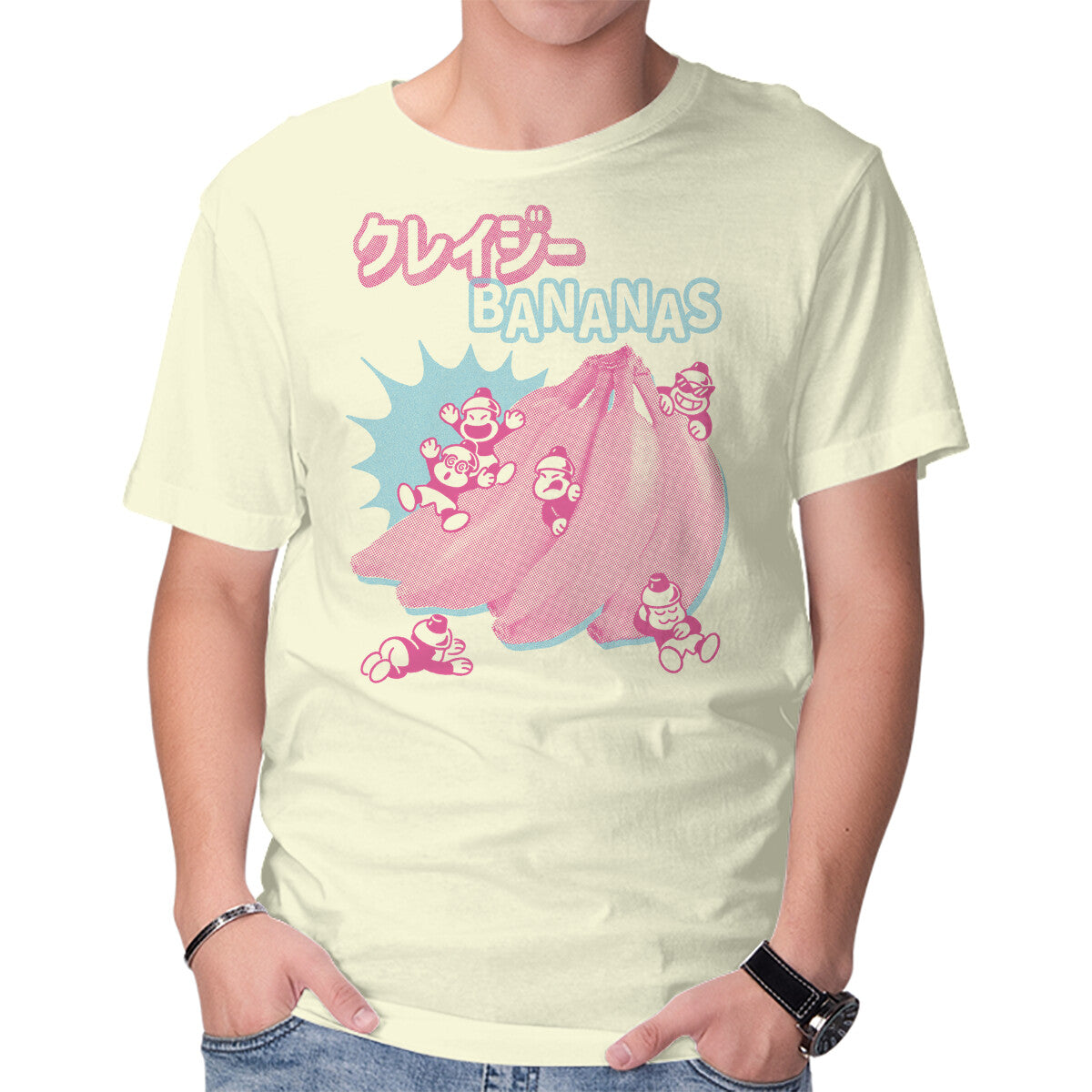 Unisex Crew Neck T-Shirt Crazy Bananas Graphic Short Sleeve Casual Tee XS
