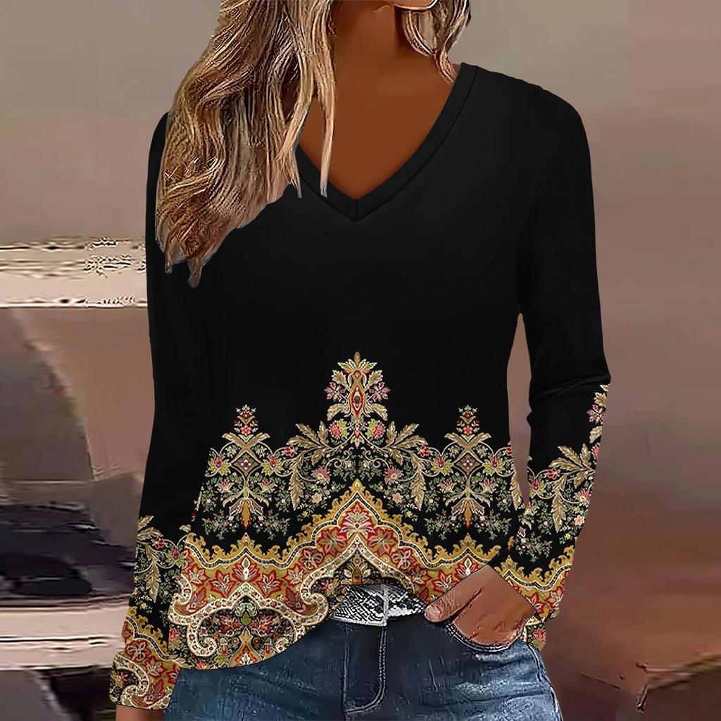 Sommer neue Mode Damen lässiges langärmeliges bedrucktes T-Shirt