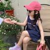 Girls Round Neck Sleeveless Dress Letter Printing Summer Cool Beach Dress