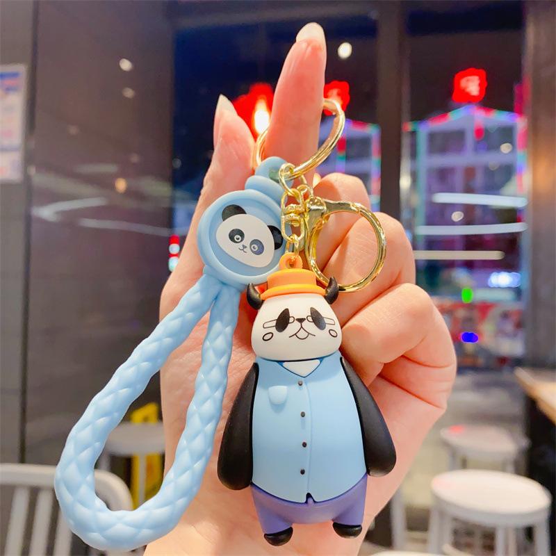 Chaoplay Creative Guochao Panda Family Three-dimensional Keychain Bag Pendant Car Keychain Gift Toy