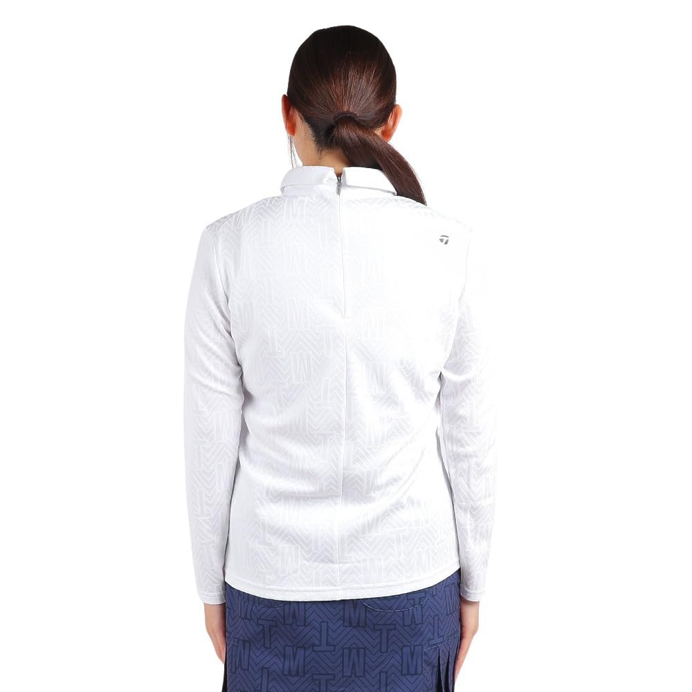 TaylorMade Monogram L/S Polo Shirt, White, Size S, Women's, 2023FW, TL163