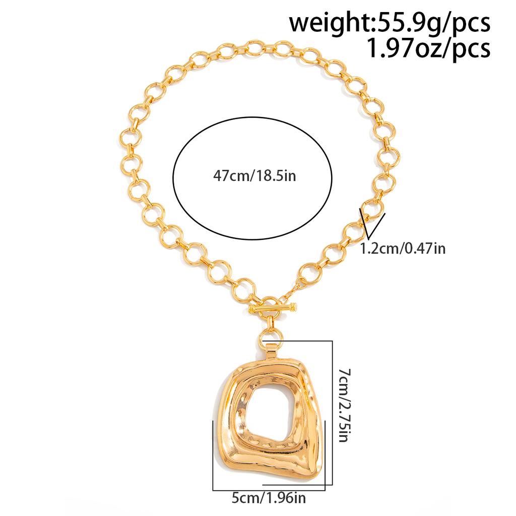 Ingemark Punk Irregular Square Hollow Out Pendant Chokers Necklace Women Trendy Simple OT Buckle Thick Chain Jewelry Accessories
