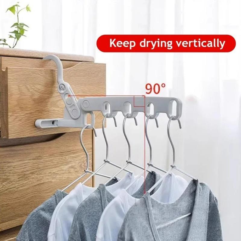 Portable Foldable Travel Hanger Clothes Quick Organizing Storage Travel Hanger with 5 Holes Suitable for Hotel Camping Travel