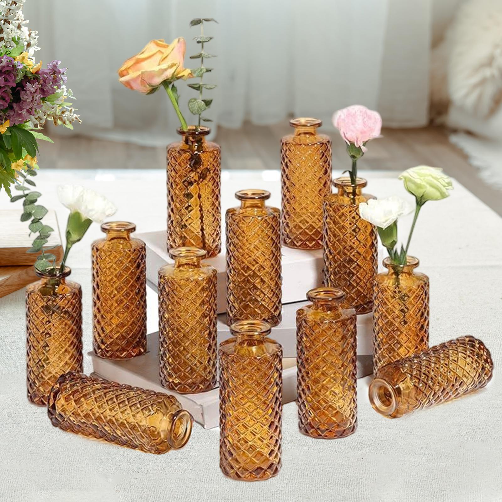 12x Glass Bud Vases Decorative Vases Modern Portable Centerpieces Home коричневый