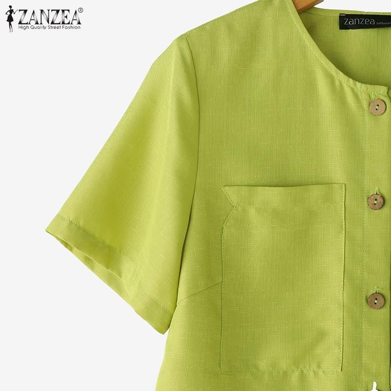 ZANZEA Two Pieces Women Sets Short Sleeve Crop Blouse and Long Skirts Outfits 