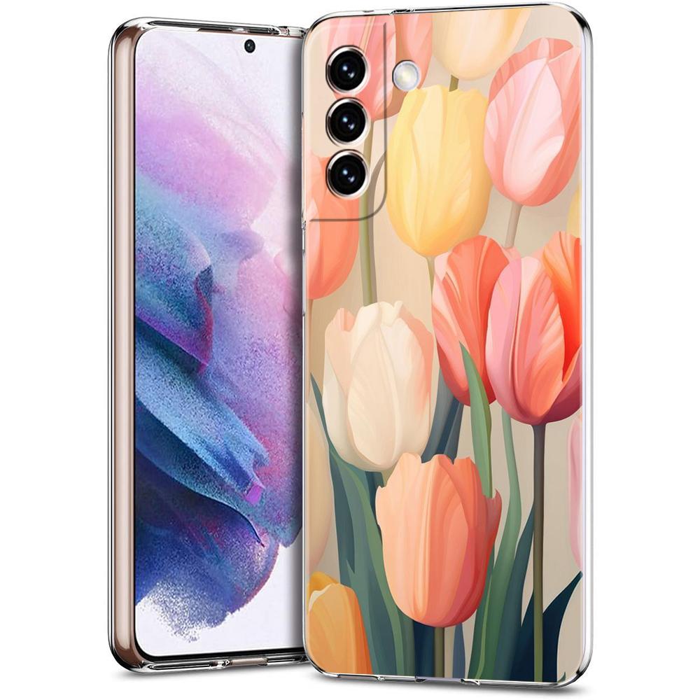 

Tulip Transparent Cover for Samsung Galaxy S24 S23 S22 S20 S21 FE Ultra S24 S23 S10 S10E S9 Plus 5G Phone Case Capas Fundas Bags Samsung S24 Plus
