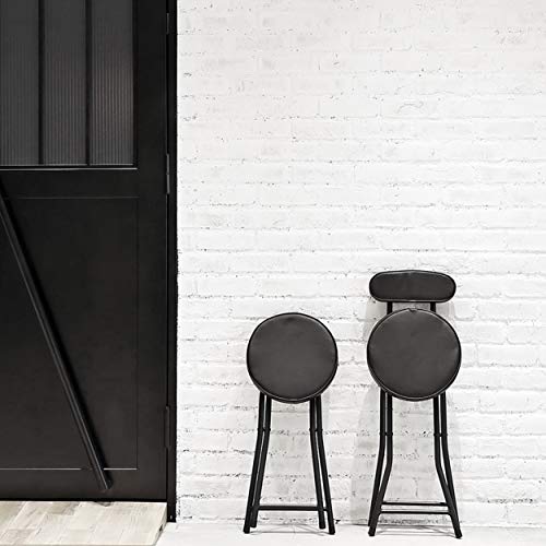 Pearl Metal Folding Pipe Chair, Limited Edition, Matte Black, 73cm High, Backrest, Compact Chair, BLKP Black, N-7572
