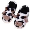 Fashion Lovely Cartoon Cow Fur Slippers for Women Mix Color Faux Fur Plush Slippers Woman Slip On Warm House Cotton Shoes Female