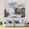 Rosa Kirschblüten Chinesische Landschaftsmalerei China Blüte Picknickmatte Hippie Trippy Wandteppich Wandkunst Dekor für Schlafzimmer Wohnzimmer