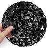 50 Animal Skeleton Graffiti Stickers: Black & White Waterproof Decals for Water Bottles, Phones, and Skateboards