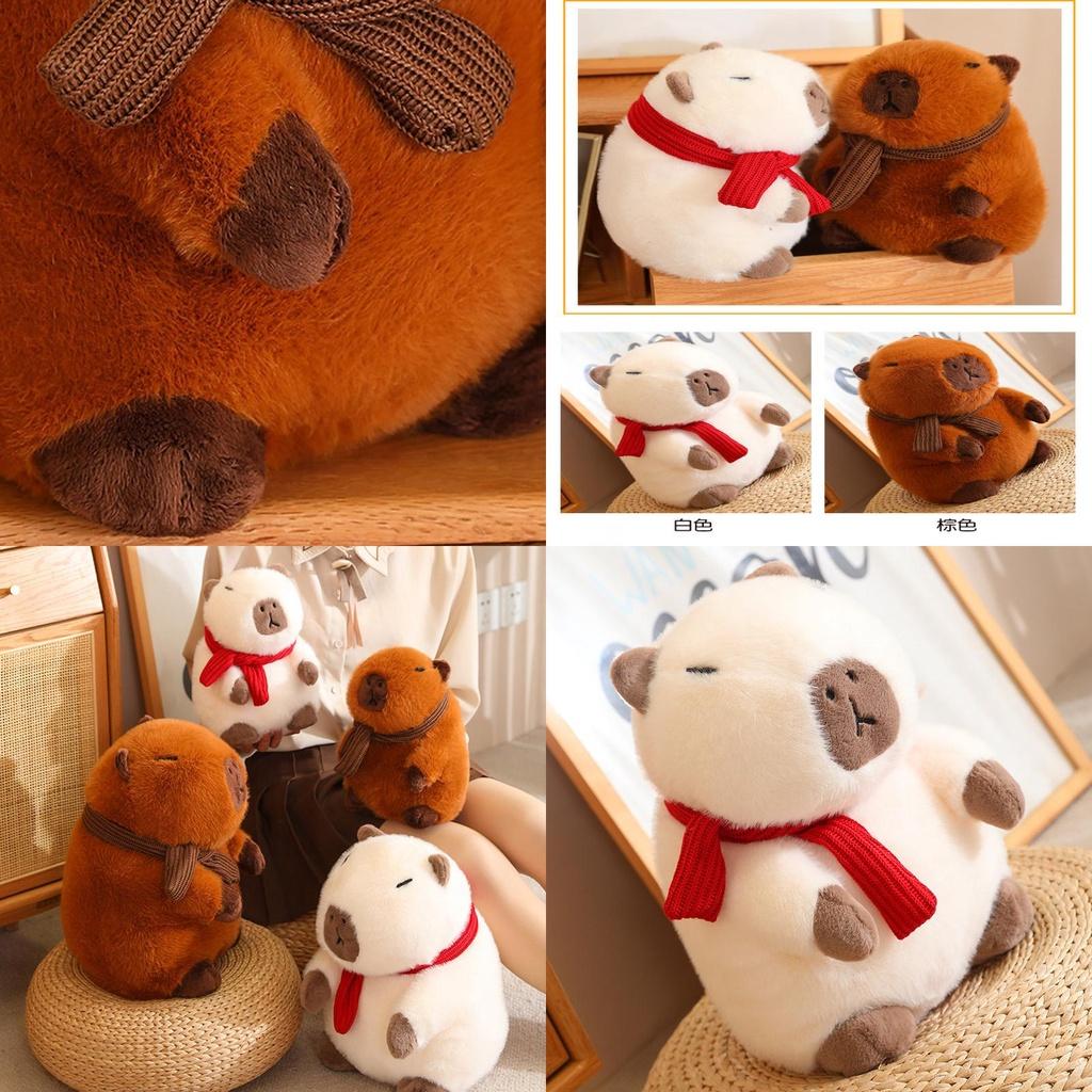 Adorable Capybara Plush Toy For Home Decoration And Cozy Pillow Gifts In White And Brown