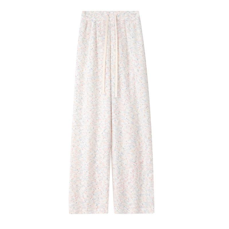 New velvet glutinous rice pants women's autumn and winter loose straight drape thickened rainbow strip casual wide-leg pants