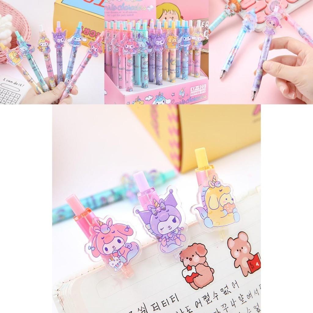 Caneta de Pressão com Adesivo Sanrio de Verão Desenho Animado Cão Patsy Peixe Feio 0.5mm Preta Caneta de Assinatura para Estudante Atacado
