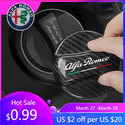 For Alfa Romeo Car Carbon Fibrer Fuel Tank Cap Protection Cover Sticker Interior Accessorie For Alfa Romeo 4C 159 166 Giulia Giu