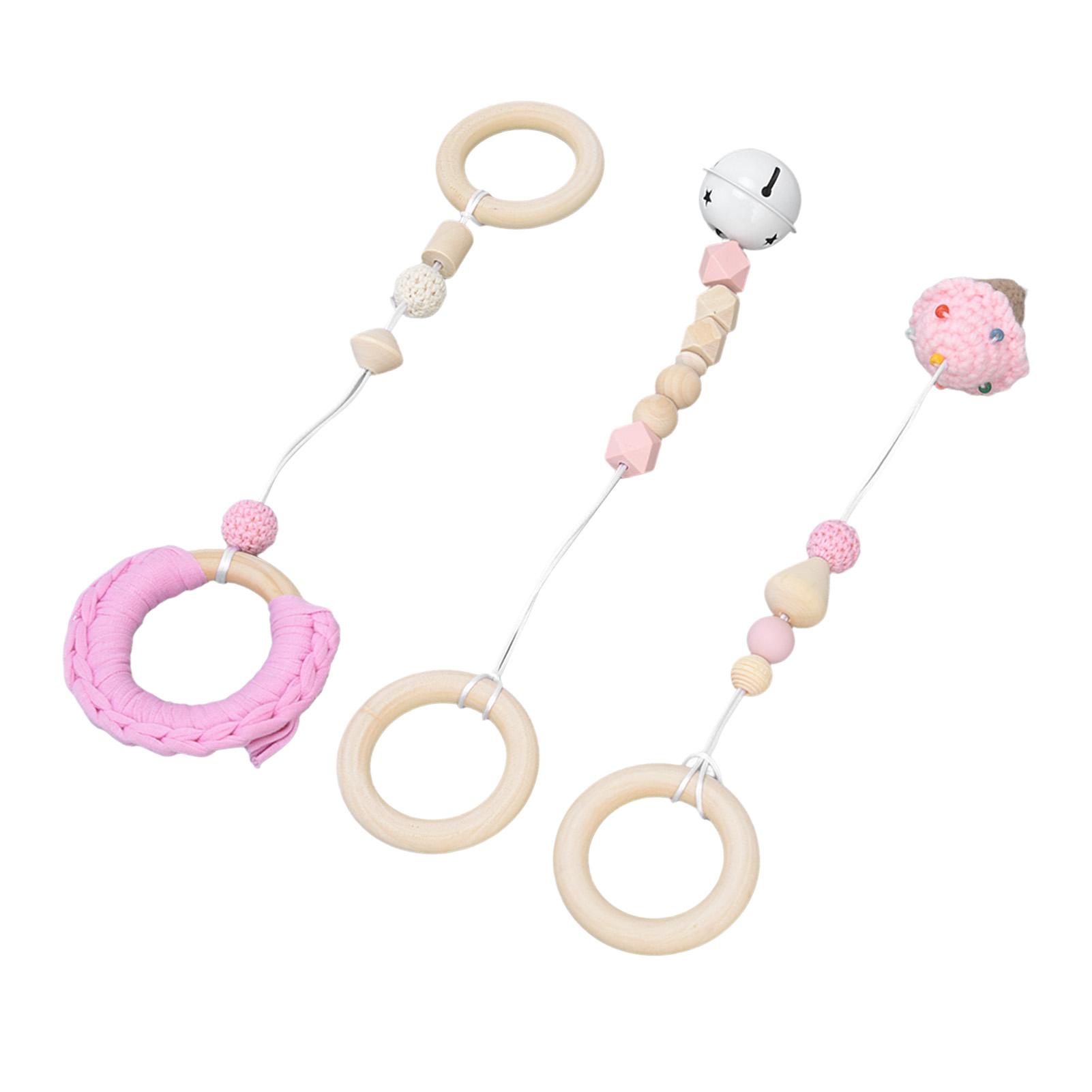 

Набор игрушек для детского игрового коврика из 3 штук, милый внешний вид, красочные гладкие поверхности, деревянный подвесной элемент для детского игрового коврика в подарок, для домашнего декора