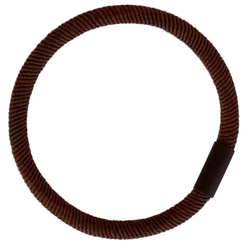 Korean Earth Tone Rubber Band Hair Ties for Women – Brown Twill, High-End Feel, Plain Color Hair Accessories.