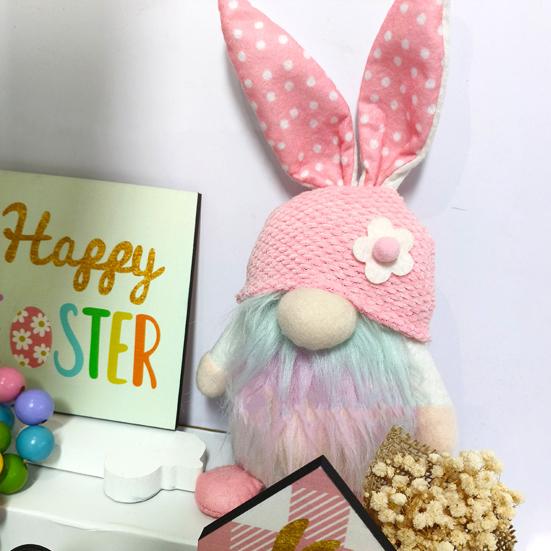 1 Set abgestuftes Tablett-Ornament, bezaubernder Osterhasen-Zwerg und Holzschilder-Set für Heim-Festival-Dekoration