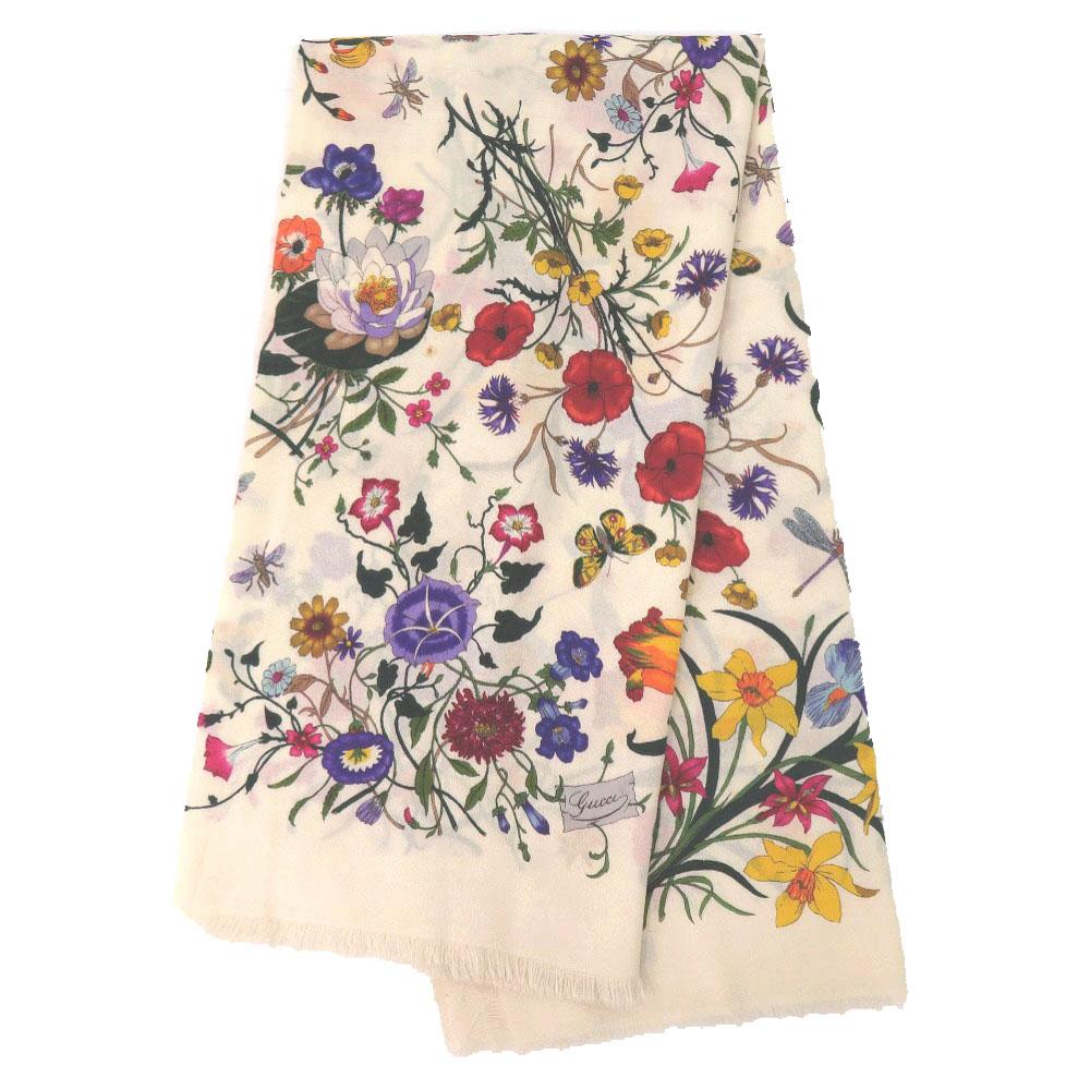 Used AUTHENTIC GUCCI Flora floral pattern Stall Creme pink wool