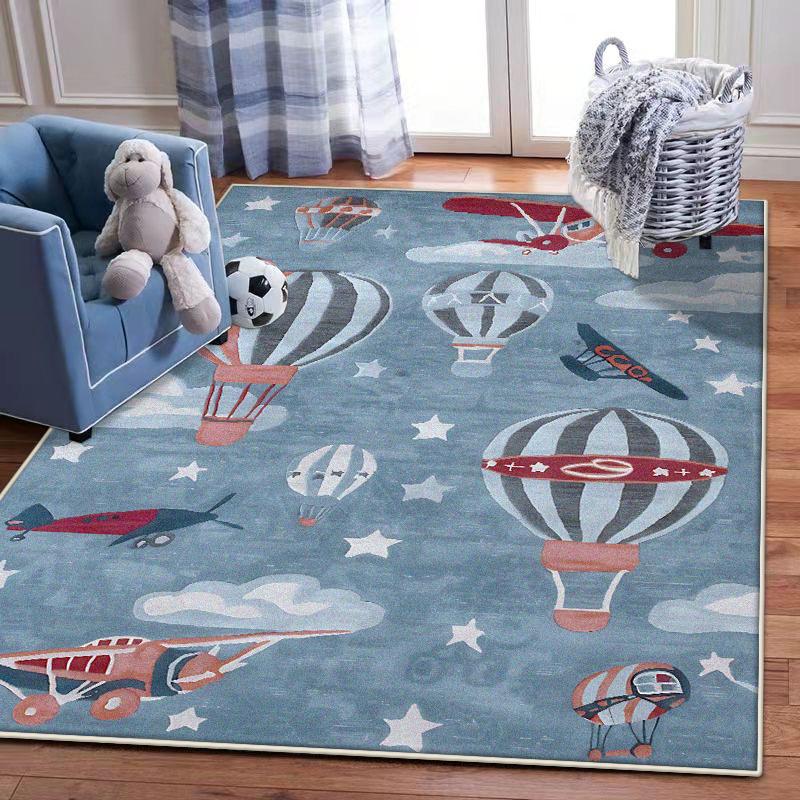 3D Cartoon Hot Air Balloon Rug Area Carpet for Living Room Kids Bedroom Sofa Kitchen Decorate Child Non-slip Floor Mats Washable