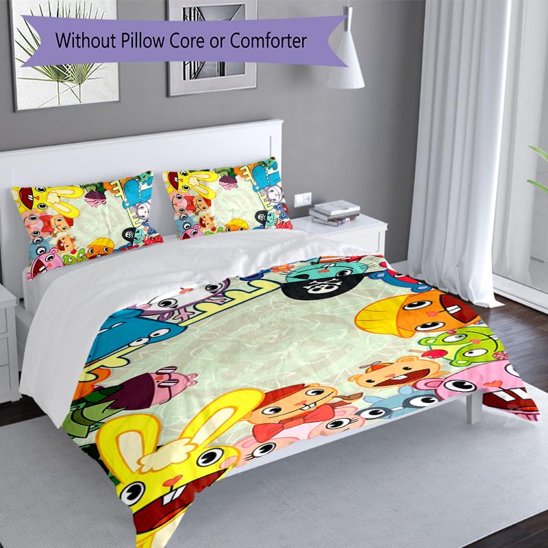 3pcs Happy Tree Friends3 pattern bedding set duvet cover set includes duvet cover &pillowcases, perfect all season bedroom decoration & gift