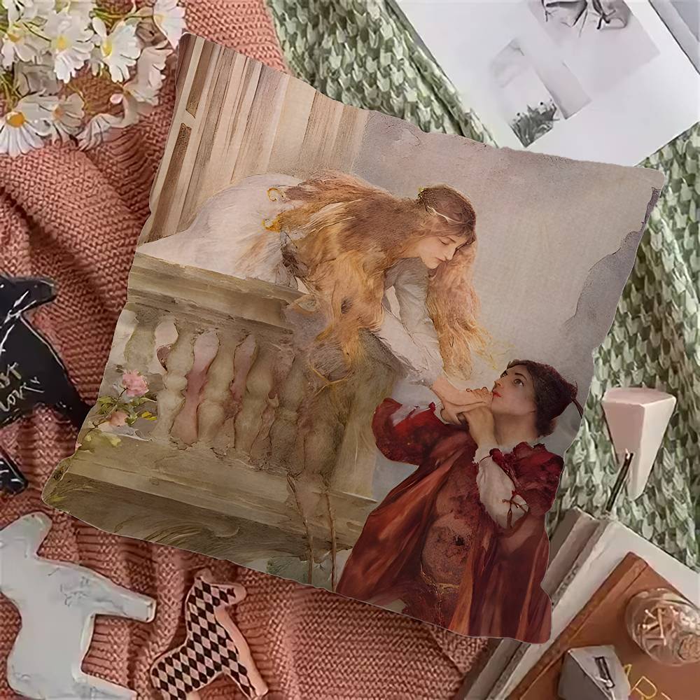 Classic Renaissance Art Painting Maple Design Cushion Cover Happy Autumn Harvest Decor Holiday Decorati Pillow Cover