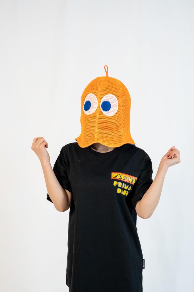 [Primal Blue] PACMAN 45th Anniversary Full Face Ghost Sauna Hat - Pacman Sulky Ghost Sauna Hat - Blinky, Inky, Clyde, Pinky (Clyde / Orange)