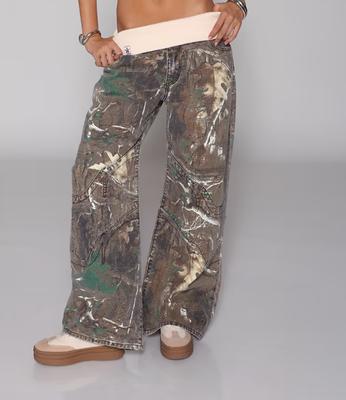 Baggy Camouflage Women Jeans Y2k Harajuku Vintage Low Waist Wide Leg American Style Denim Trousers Gyaru Hip Hop Streetwear