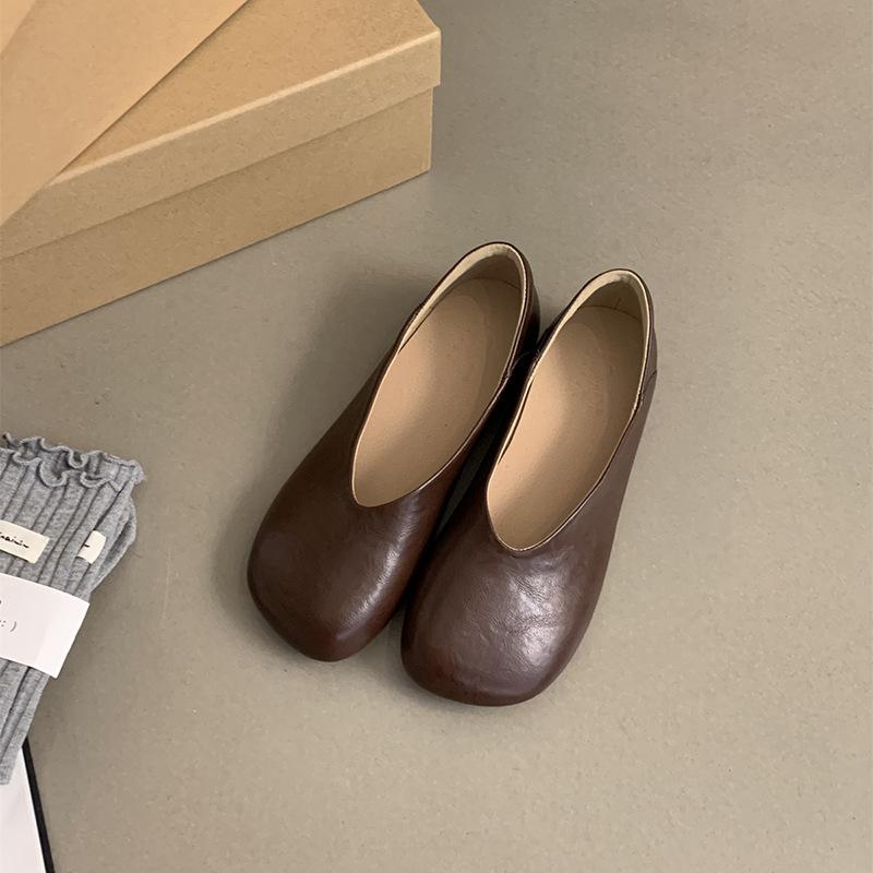 

Вечерний ветер мелкий вырез туфли-лодочки женские весна и осень новые ретро туфли бабушки детские на плоской подошве с одним педальным управлением туфли Doudou 40