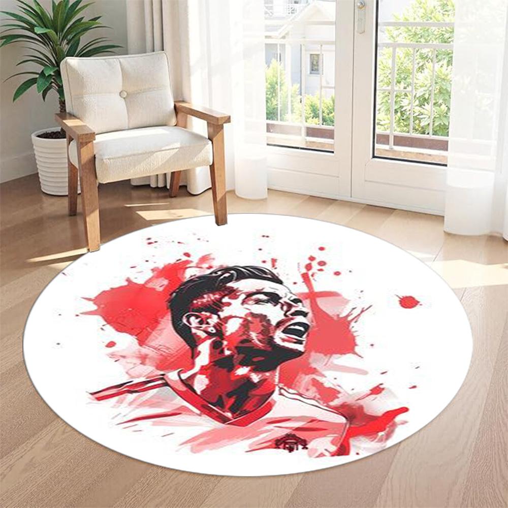 Cristiano Ronaldo Round Area Rug Perfect for Entryway Foyer Living Rooms Decorate room Antislip Round Carpet Office home decor
