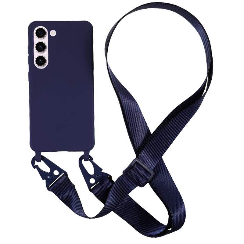 For Samsung Galaxy S23 Matte Soft TPU Case Anti-drop Phone Cover with Wide Lanyard