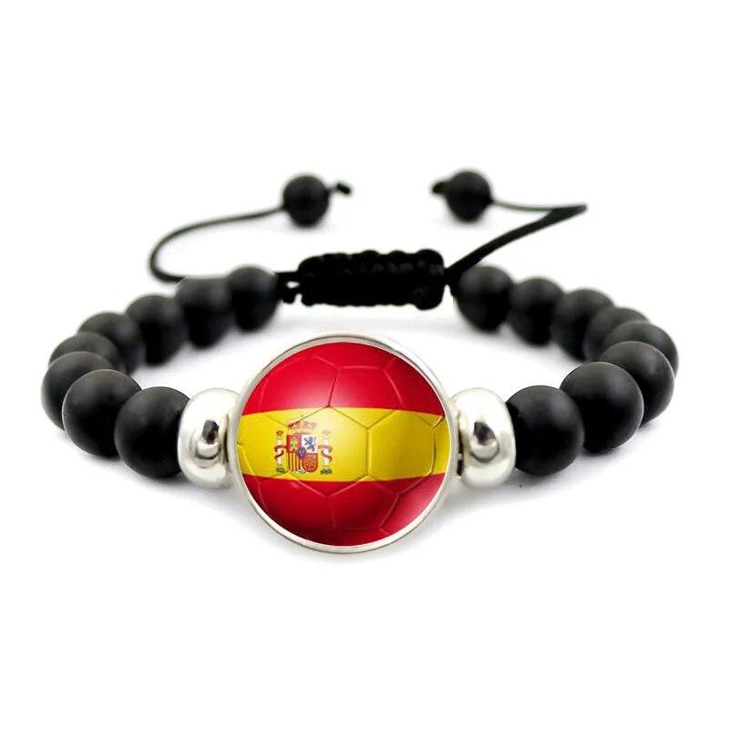 Football Team Beaded Bracelet Men And Women Fashion Black Bracelet Germany Spain Brazil Football Jewelry.