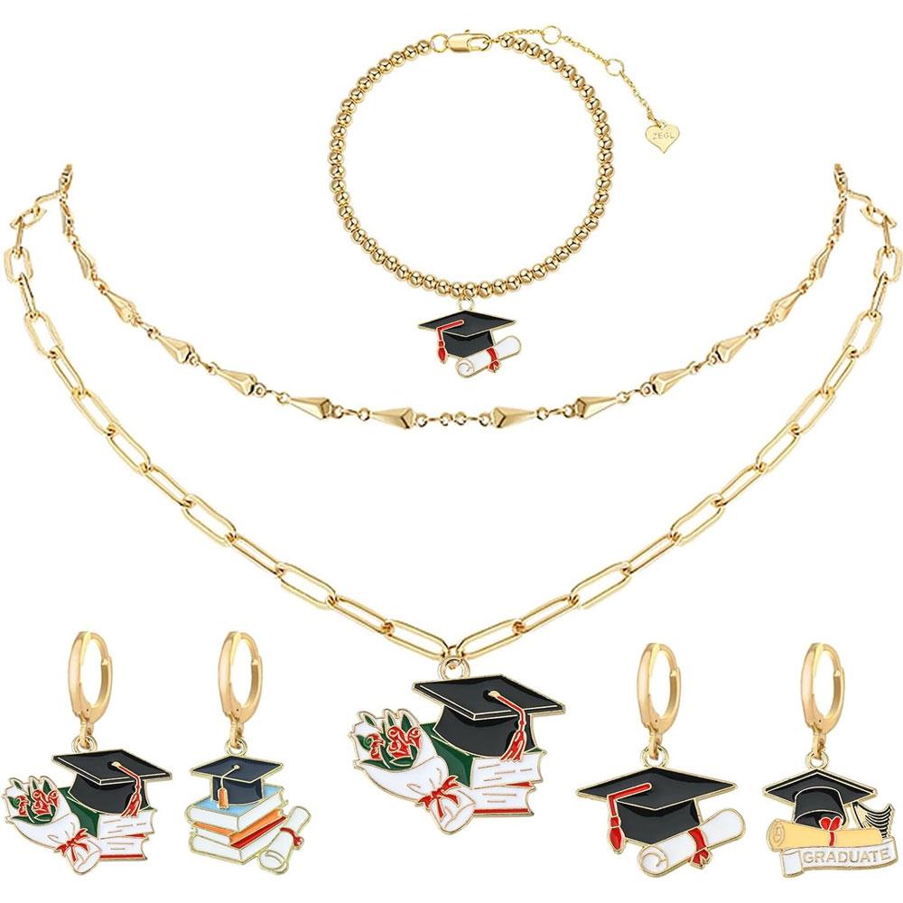 3/7/14pcs Alloy Material University Hat Pendant Enamel Graduation Hat Pendant Book Matching Bachelor's Hat Pendant Jewelry Making DIY