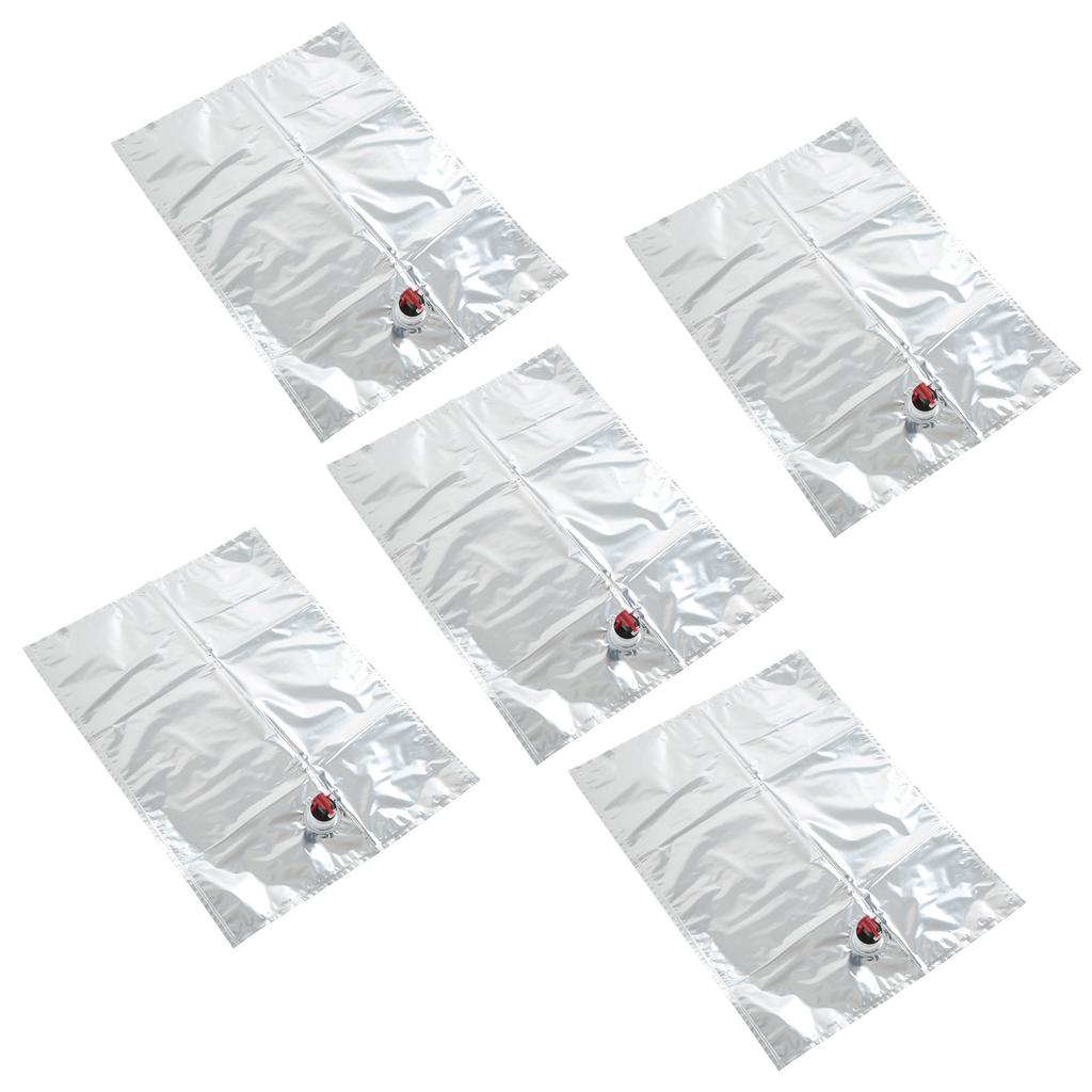 5 Pz Sacchetti per Bevande Liquidi Impermeabili BIB Sacchetti per Conservazione Liquidi Alluminizzati 20L con Valvola a Farfalla