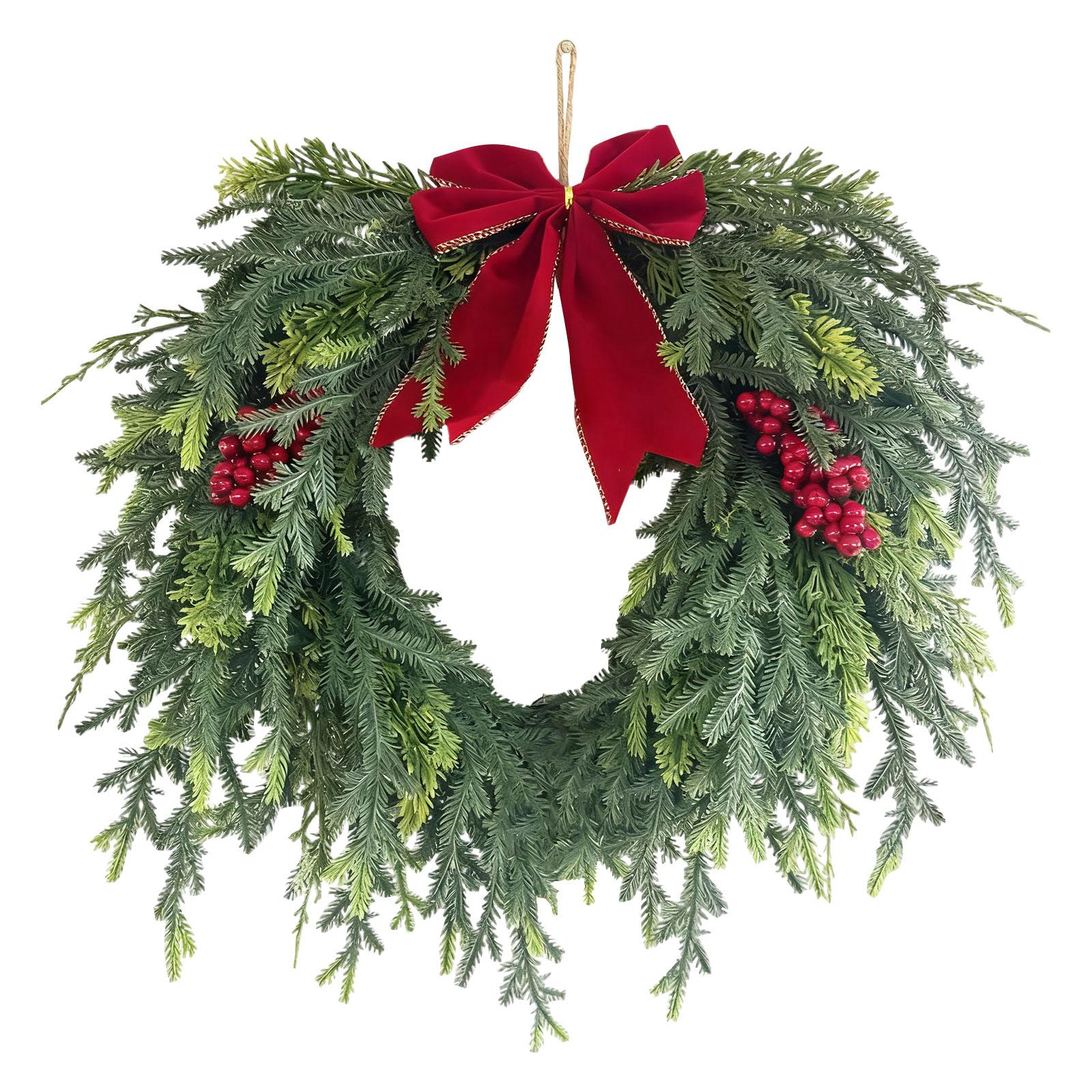 

19.7In Artificial Christmas Wreath With Bell Xmas Garland Multifunctional With Red For Indoor Outdoor Decor Sturdy One Size