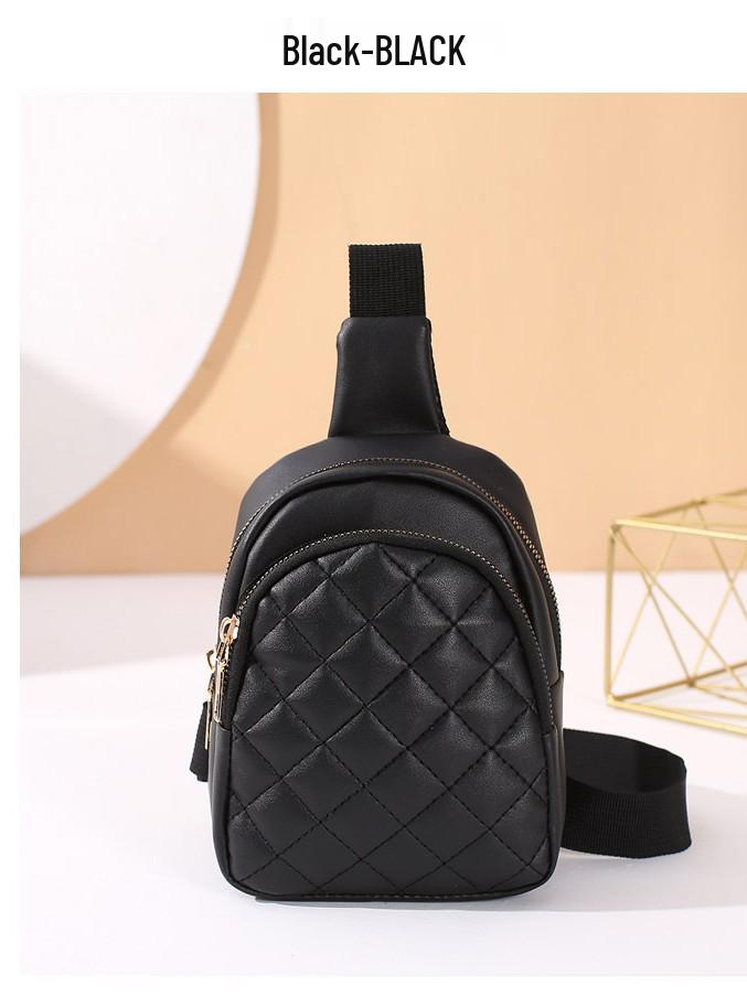 2026 Women's Textured PU Chest Bag: Fashion Diamond Lattice with Wide Shoulder Strap for Casual Wear