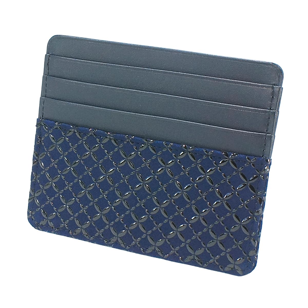 

Inden Card Holder Slim Card Case Thin Deerskin Navy Blue x Black Lacquer Pattern [Indenya] Cloisonné 2530-04-179
