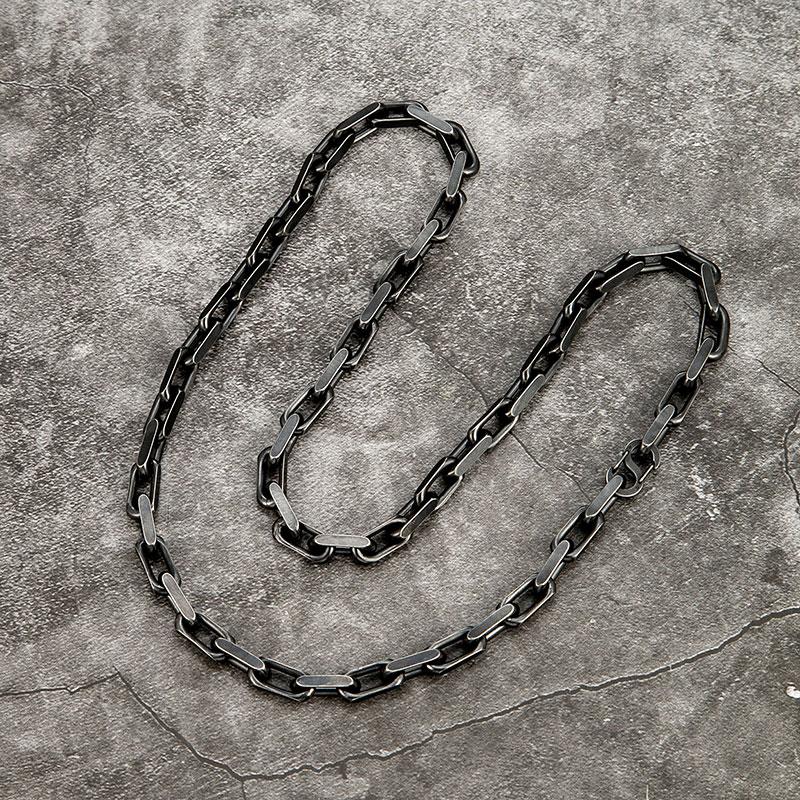Men Vintage Oxidized Black Chain Link Necklace Punk Hip Hop Stainless Steel Motorcycle Chain Necklace Male Jewelry Gift
