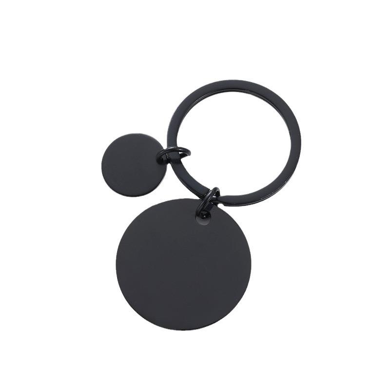 30MM Stainless Steel Laser-Printed Round Plate Keychain - Engravable Metal Gift