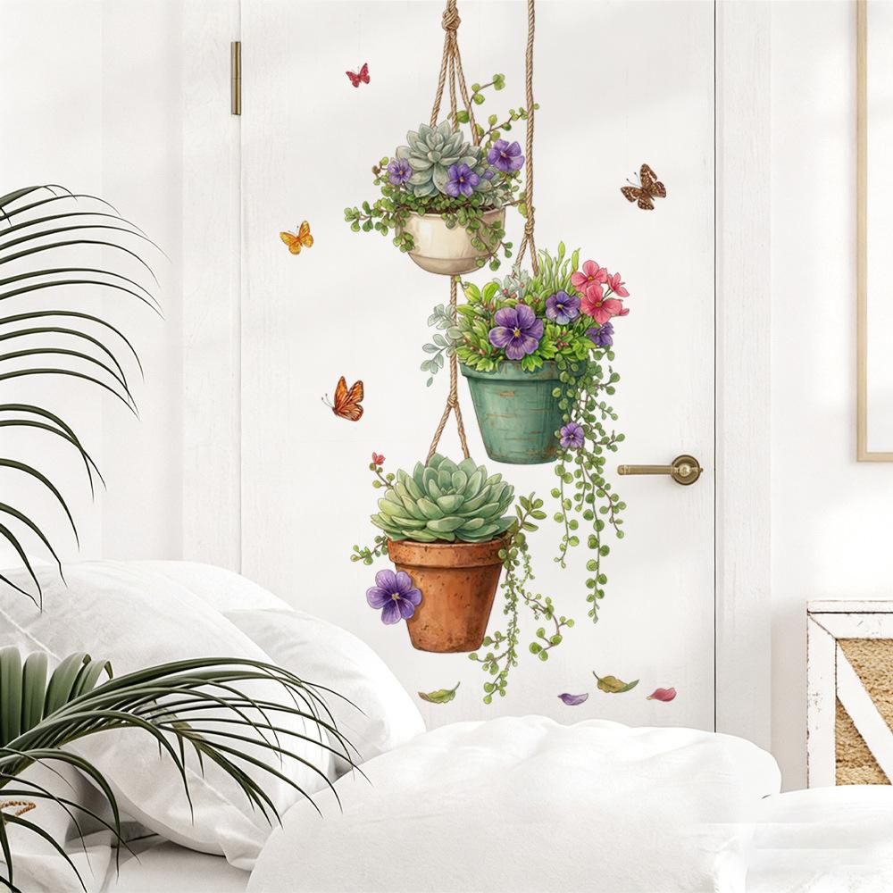 Potted Plant Wall Sticker Self Adhesive Removable Living Room Dining Room Background Decor