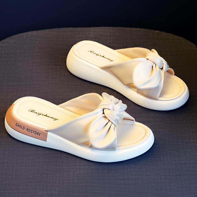 Fashion Women Slippers 2025 Summer New Flat-bottomed Wedge Heel Fashion Wear Fairy Wind Beach Sandals Platform Comfortable Sandals Women