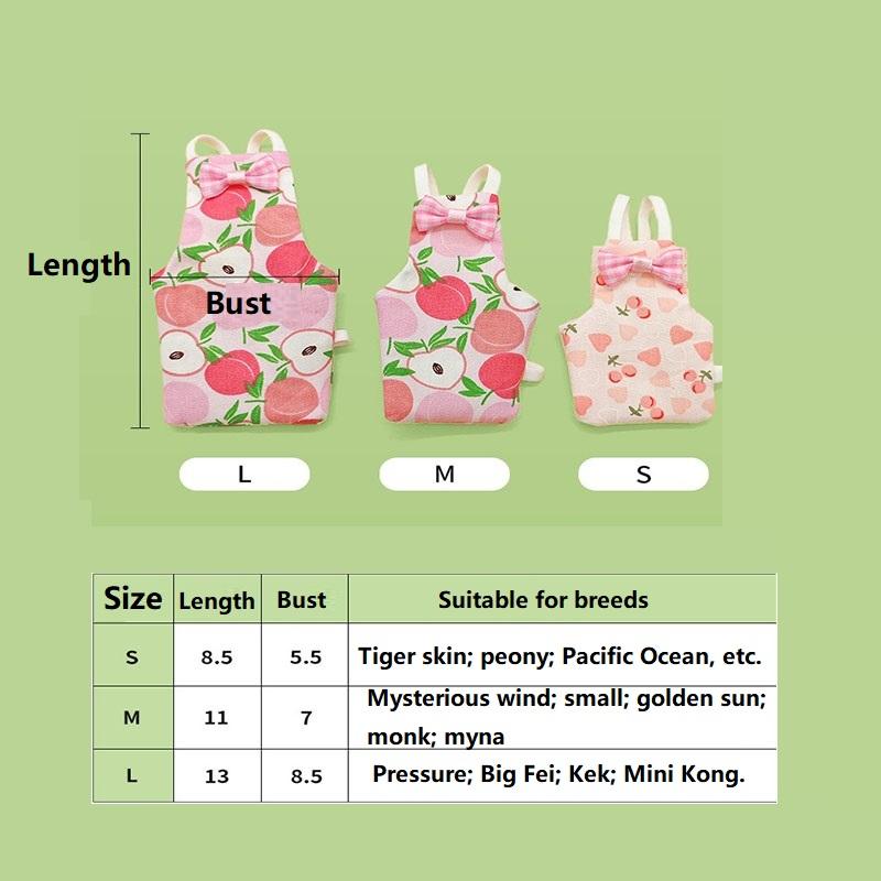 Parrot Cockatiel Pigeons Diaper Cute Bowtie Colorful Fruit Floral Washable Flight Suit for Small Medium Pet Birds NXLYP02