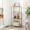 VASAGLE Bathroom Storage Shelf, Tempered Glass Storage Rack, 4-Tier Storage Unit, Sturdy, Easy To Assemble, for Living Room, Bedroom, Office, Golden