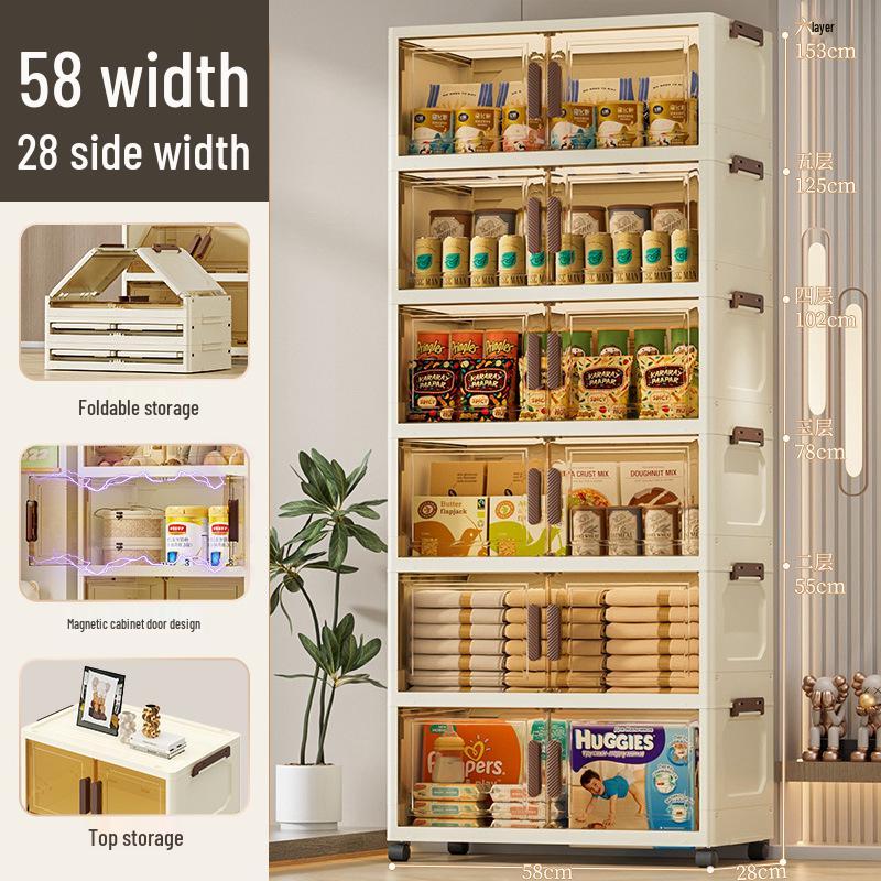 Foldable Multi-layer Storage Cabinet: No-Install Wardrobe for Living Room, Toys, Snacks