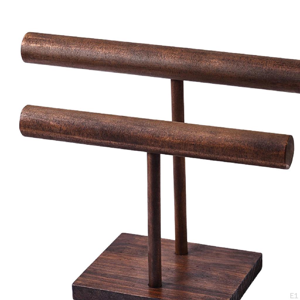 Display Stand for Necklaces And Bracelets, Wooden with Base, Organizer Scarves Cords