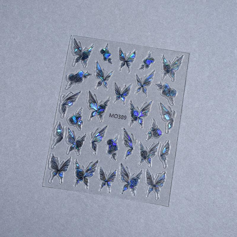 Iridescent Watercolor 3D Butterfly Nail Stickers