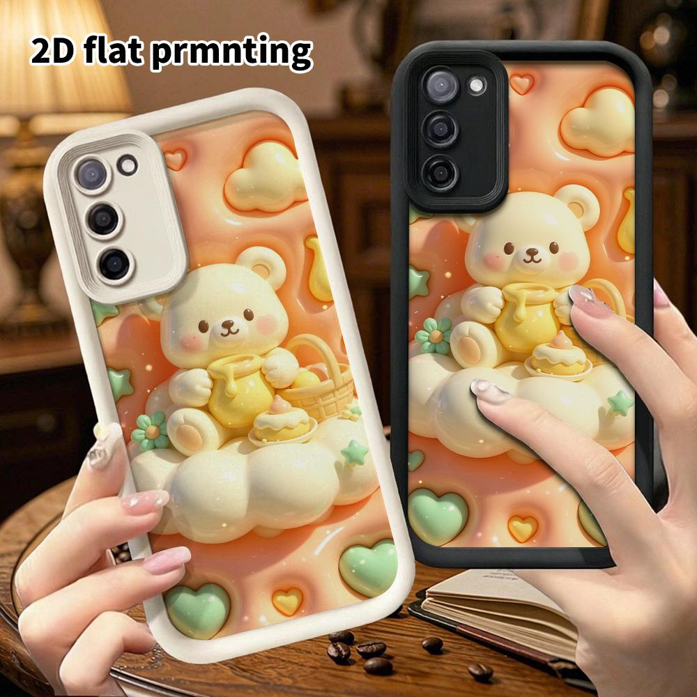 Phone Case: 2D flat, fits Samsung Galaxy A34 A35 M05 M06 S20 S22 S21 FE Plus 5G, peach honey little white bear, perfect Christmas and Halloween holida