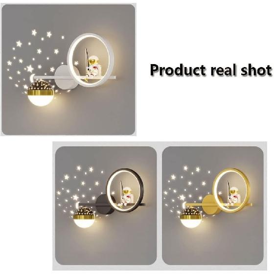 Astronaut Dimmable LED Wall Sconces for Kids Bedroom Moon Star Projection Ball Mid Century Modern Wall Light Gold White Black Bedside Wall Mounted