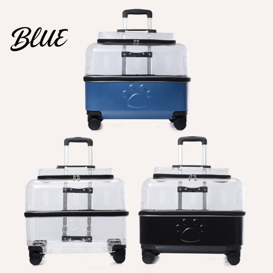 Wheeled Pet Carrier Strap Breathable Trolley Case Wheels Transparent Cat with Convenient Shoulder Holes Large