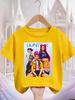 Lovely Cute Kpop Demon Hunters Pattern Kids T Shirt Soft Lightweight Short Sleeve Daily School Casual Round Neck Apparel
